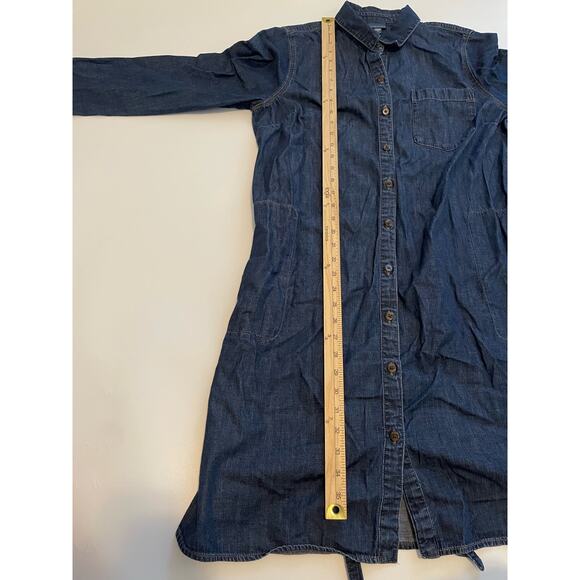 J Jill Denim Size M Button Up Dress Denim Blue Jean Long Sleeves 100% Cotton - Picture 6 of 6